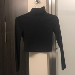 Black turtle neck crop top